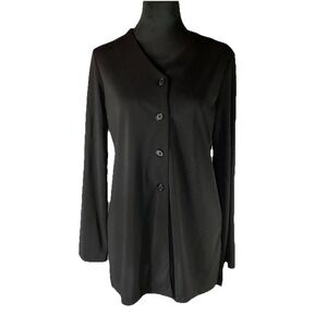 Hilliard & Hanson VTG Long Sleeve Sleek Sexy Black Cardigan Shirt USA SM Womens